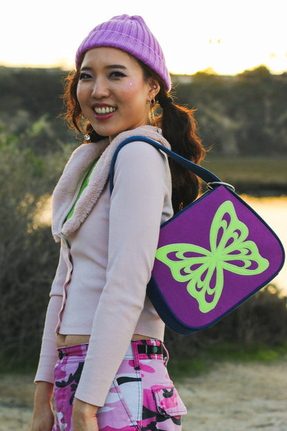 Butterfly Lovers Baguette Shoulder Bag - Purple - Zanicani Studio