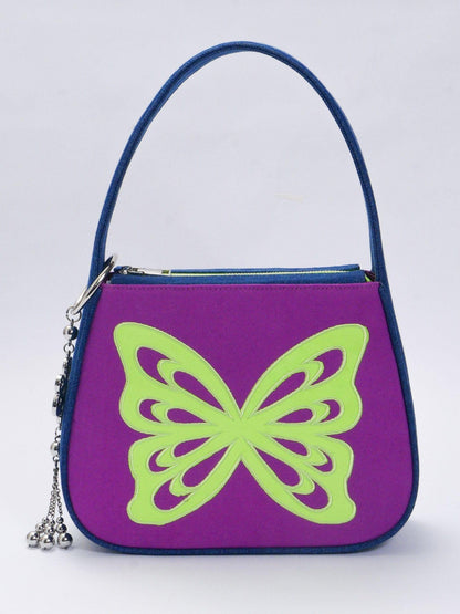 Butterfly Lovers Baguette Shoulder Bag - Purple - Zanicani Studio