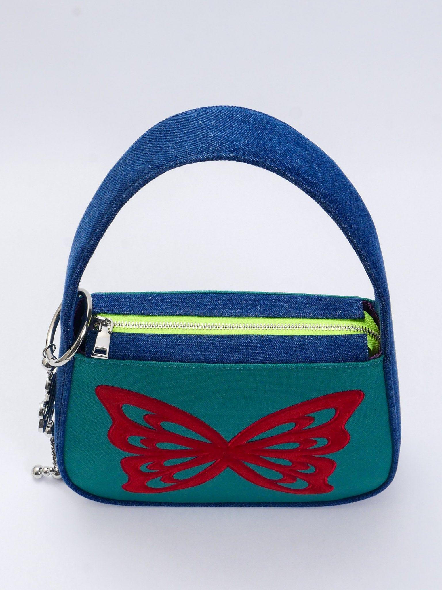 Butterfly Lovers Baguette Shoulder Bag - Teal Blue - Zanicani Studio