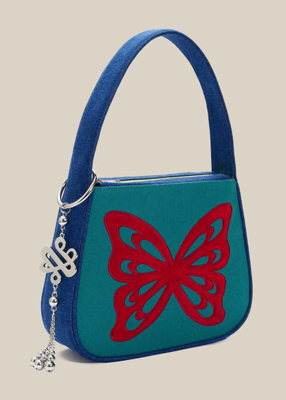 butterfly-lovers-baguette-shoulder-bag-teal-blue-679970 - Zanicani Studio