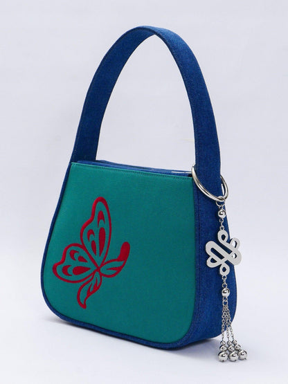 butterfly-lovers-baguette-shoulder-bag-teal-blue-827546 - Zanicani Studio