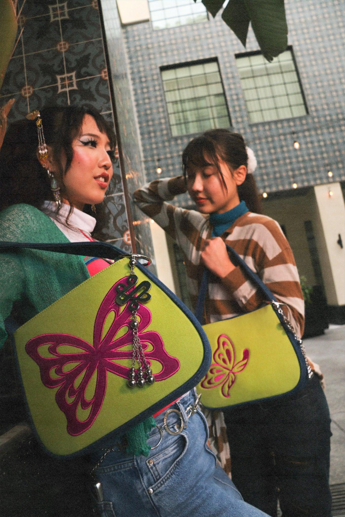 green-baguette-shoulder-bag-butterfly-warm - Zanicani Studio